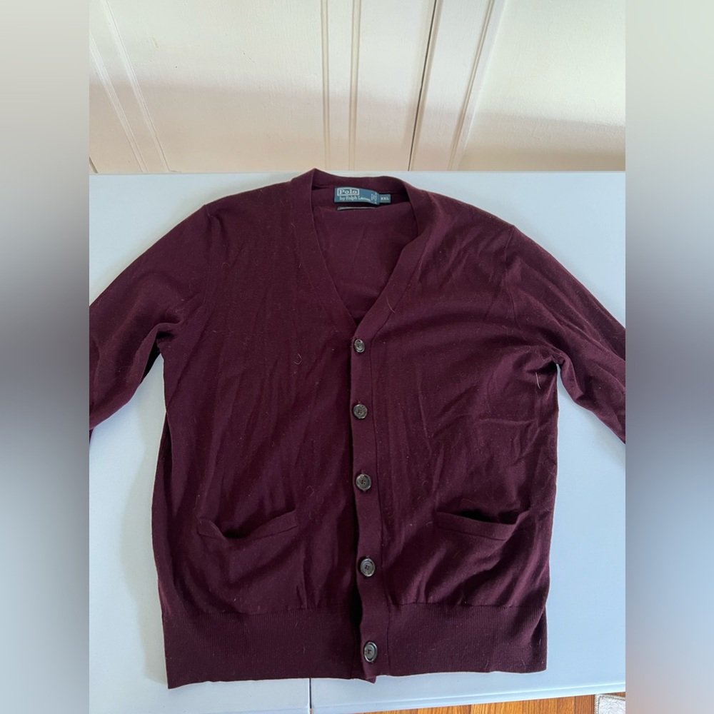 Women’s Ralph Lauren Burgundy 100% Wool Cardigan